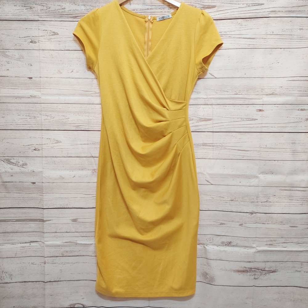 Auline Collection VNeck Ruched Wrap Look Dress - Picture 4 of 15